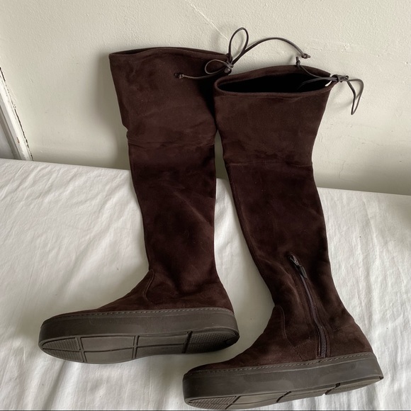 Stuart Weitzman Dark Brown Stretch Suede Over The Knee Boots - Picture 14 of 15